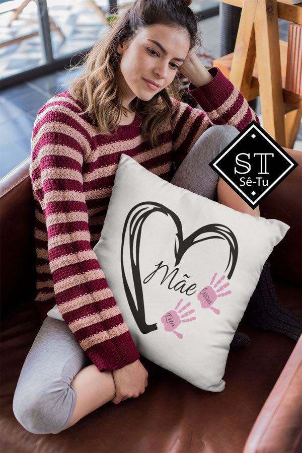 Almofada Mãe Coração Mãos